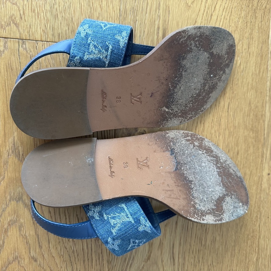 Starboard Flat Thong Sandals in blue Denim Monogram LV