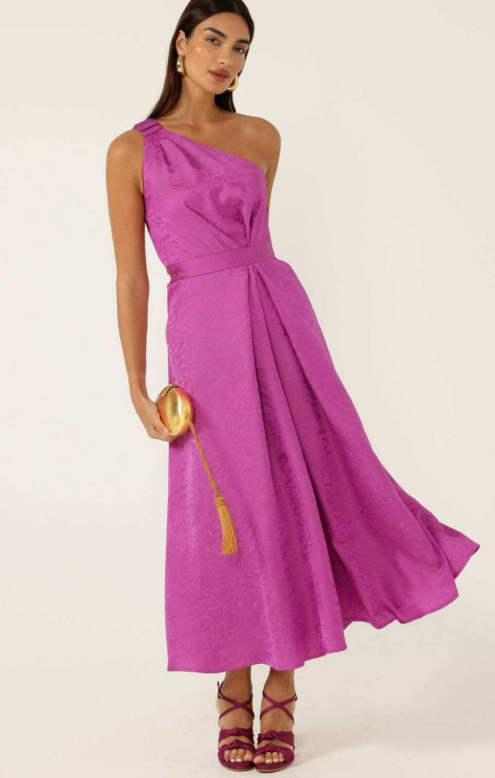 ORLEANS ONE SHOULDER MIDI DRESS