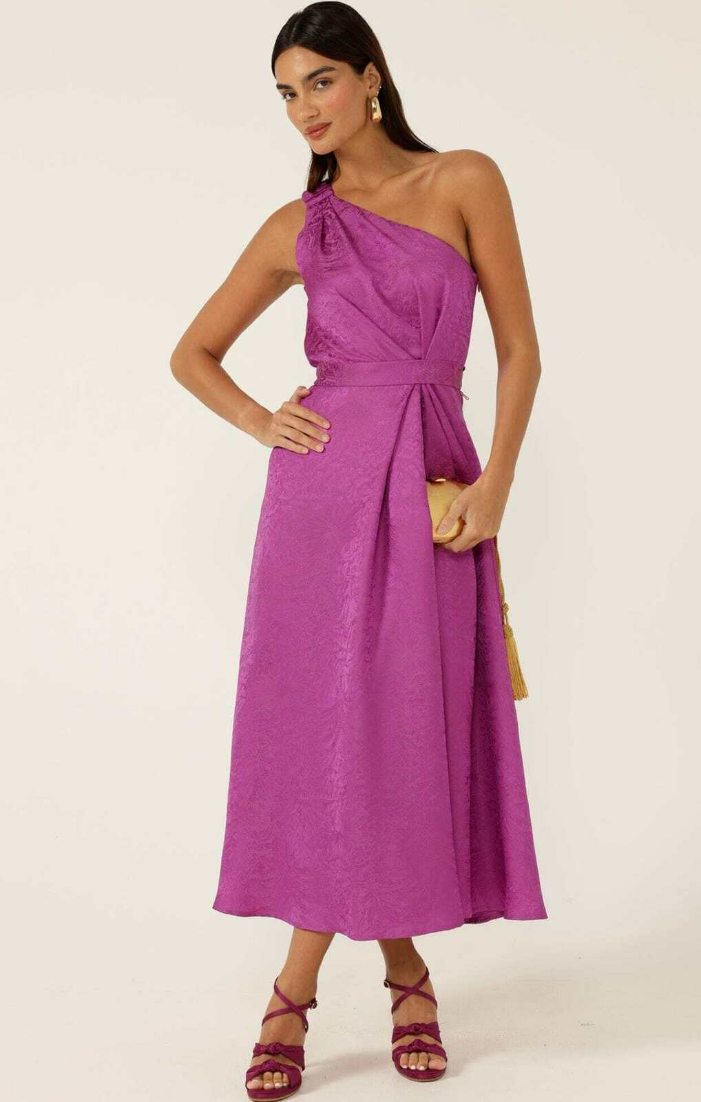 ORLEANS ONE SHOULDER MIDI DRESS