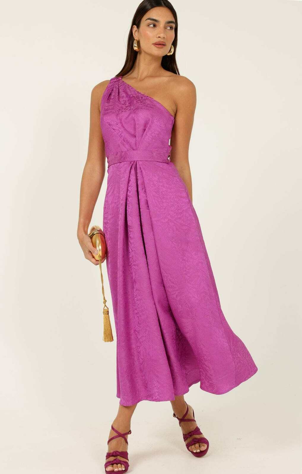 ORLEANS ONE SHOULDER MIDI DRESS