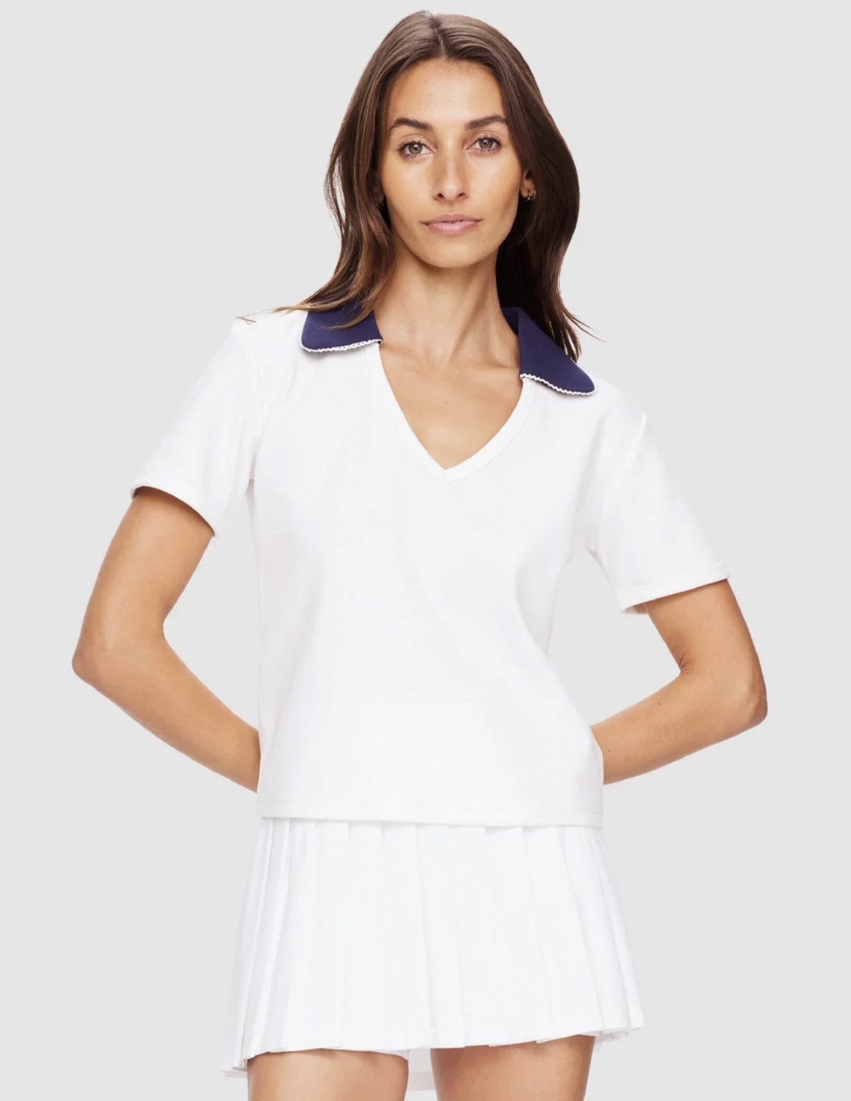 JACOBS V NECK COLLARED POLO - WHITE [USW125038]