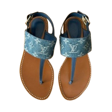 Louis Vuitton Starboard Flat Thong Sandals in blue Denim  display picture 1