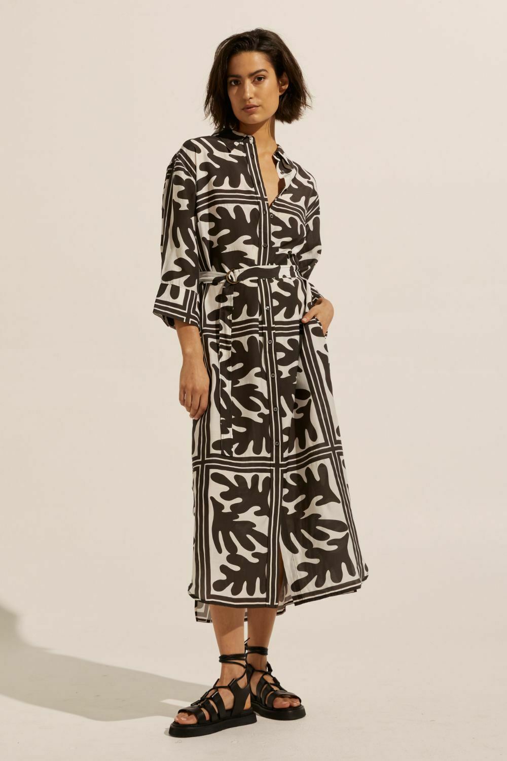 pinpoint dress - frond choc Size 2