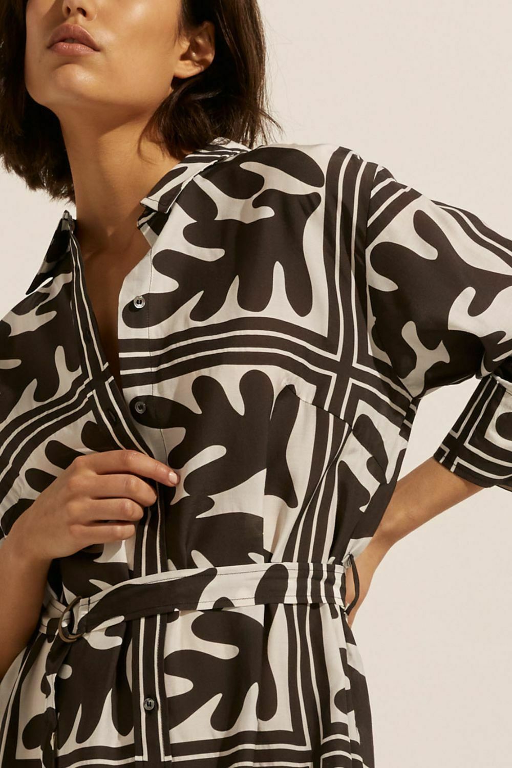 pinpoint dress - frond choc Size 2