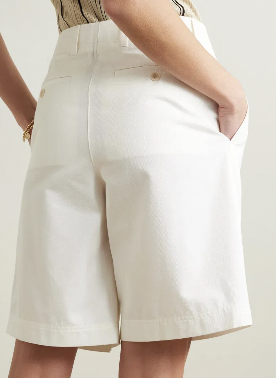 Pleated organic cotton-twill shorts