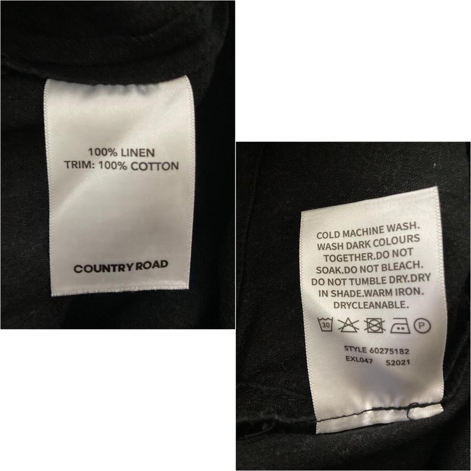  BLACK LINEN POPOVER DRESS, SIZE 6