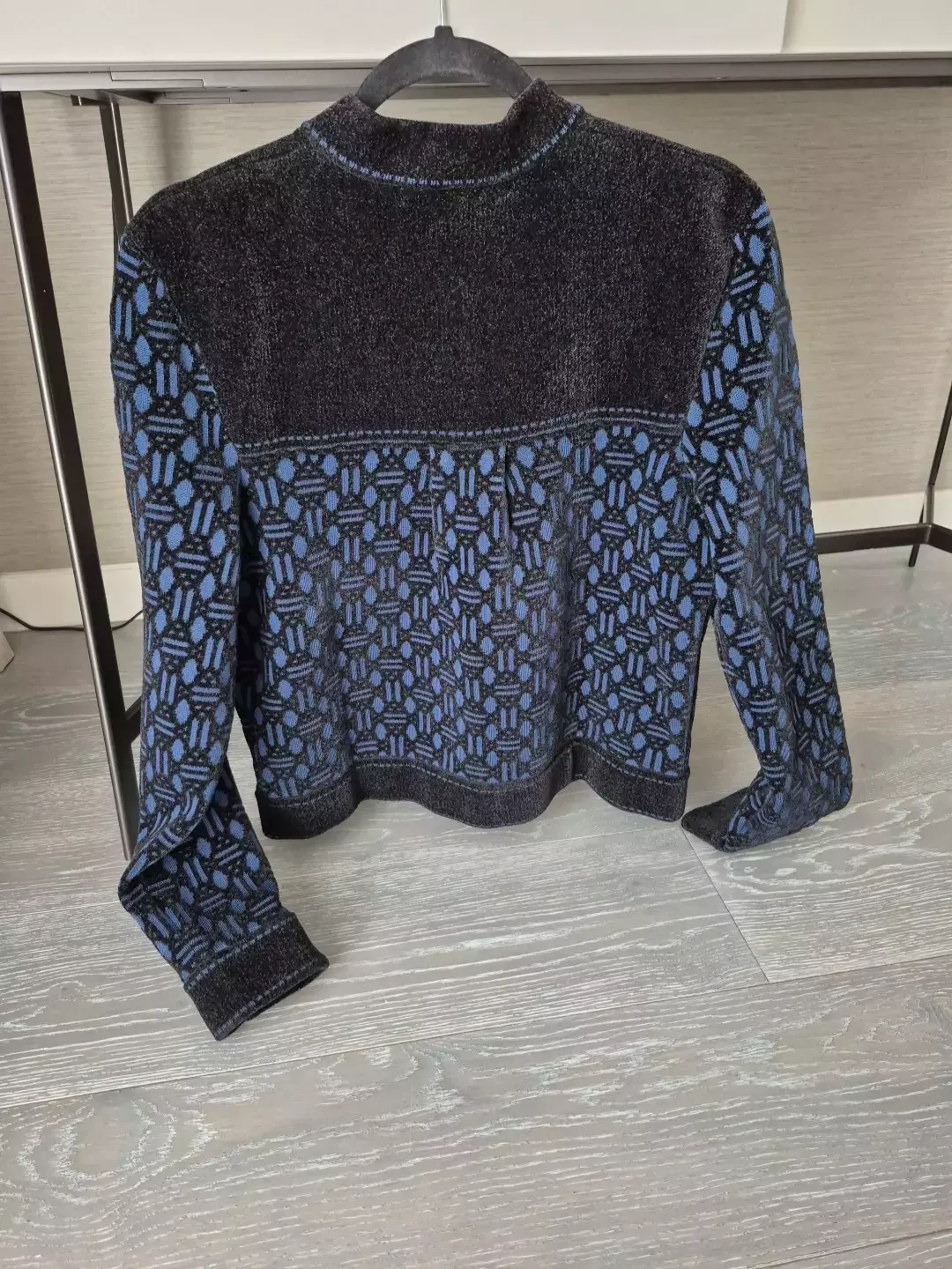 Jacquard-knit chenille cardigan