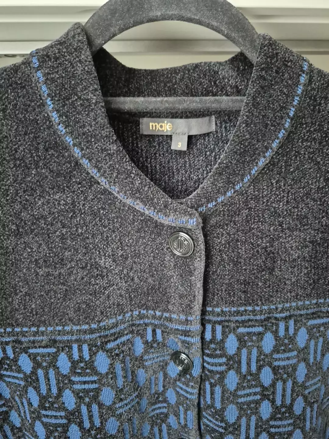 Jacquard-knit chenille cardigan