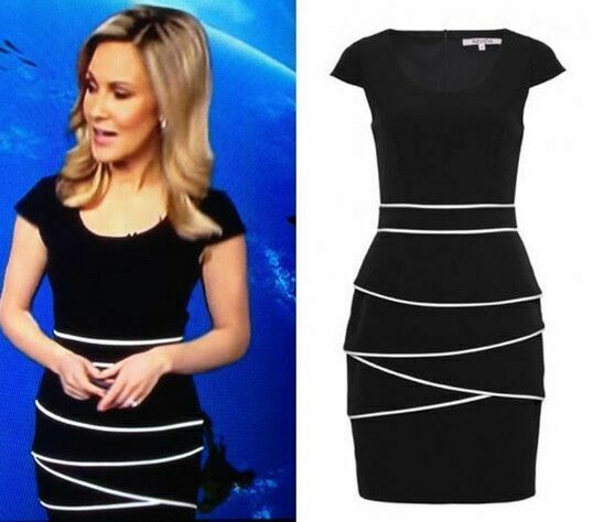 Mandy Black White Layered Fitted Office Dress