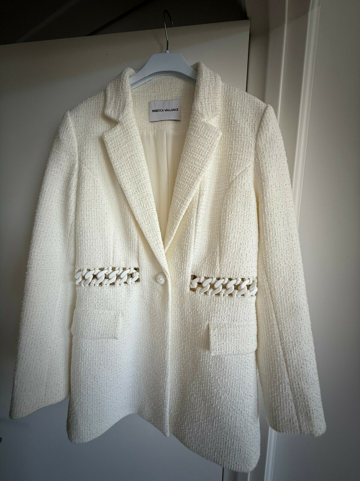  Claire Chain embellished boucle tweed blazer