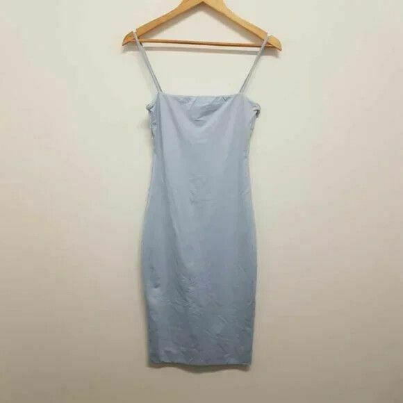 Carlo Ice Blue Fitted Bodycon Slip Midi Dress NWOT