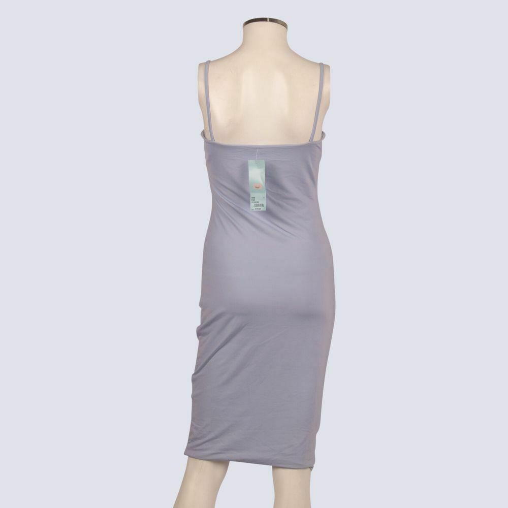 Carlo Ice Blue Fitted Bodycon Slip Midi Dress NWOT