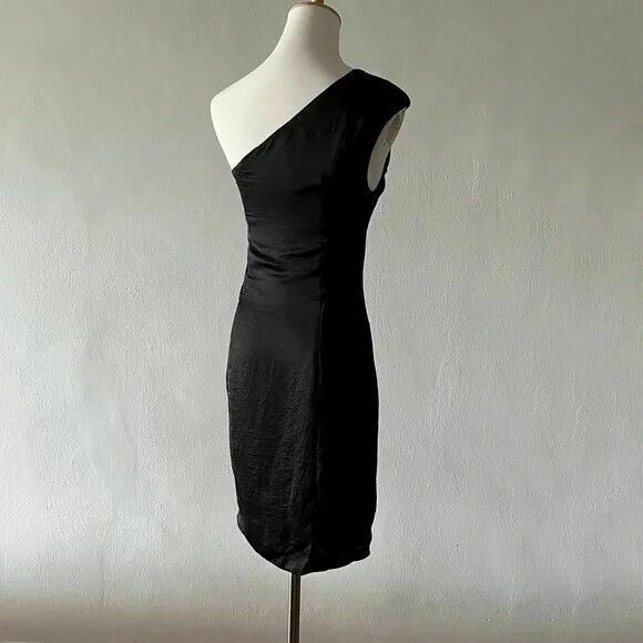 Olivia Black One Shoulder Satin Mini Dress NWT