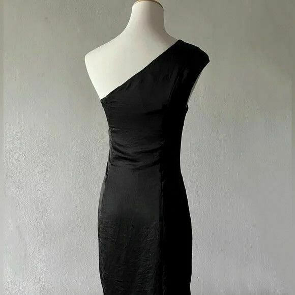 Olivia Black One Shoulder Satin Mini Dress NWT