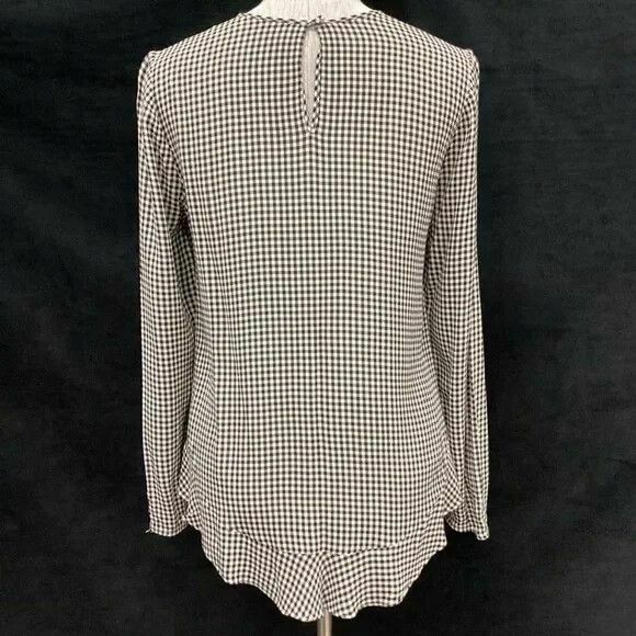 Gingham Black White Check Long Sleeve Blouse Top RRP$310