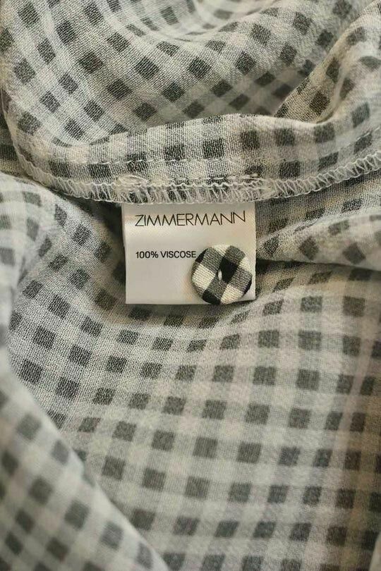 Gingham Black White Check Long Sleeve Blouse Top RRP$310