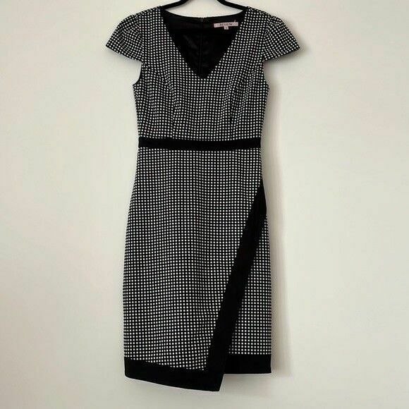 Gingham Check V Neck Wrap Office Midi Pencil Dress RRP$289