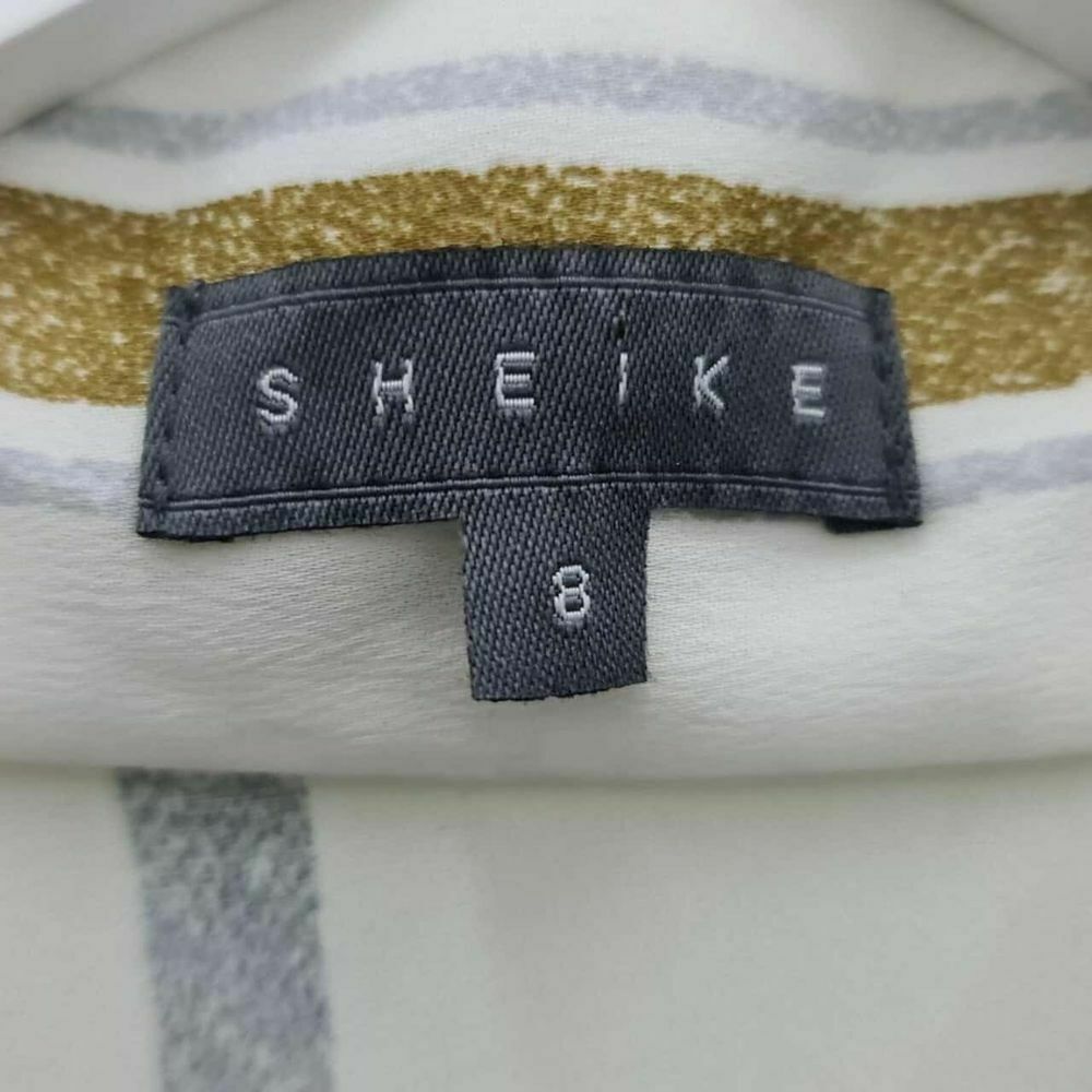 White Gold Stripe Draped Collared Shirt Blouse Top