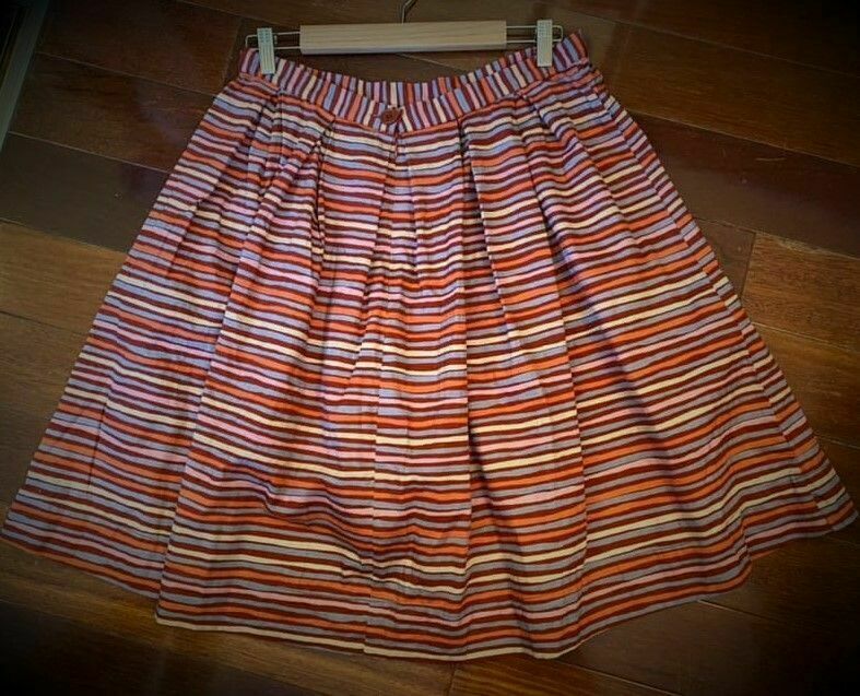 Harriet Rainbow Stripe High Waisted A Line Midi Skirt