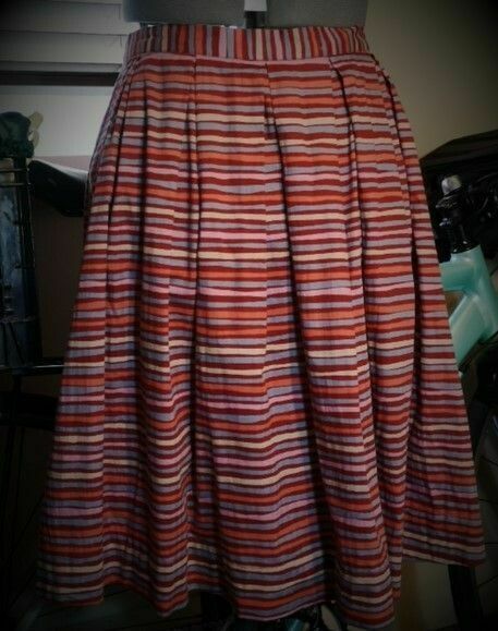 Harriet Rainbow Stripe High Waisted A Line Midi Skirt