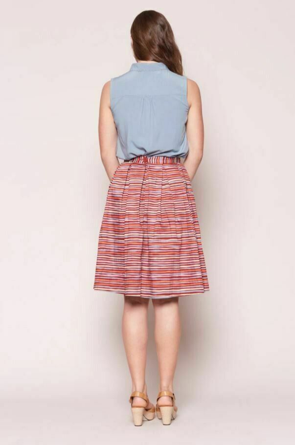 Harriet Rainbow Stripe High Waisted A Line Midi Skirt