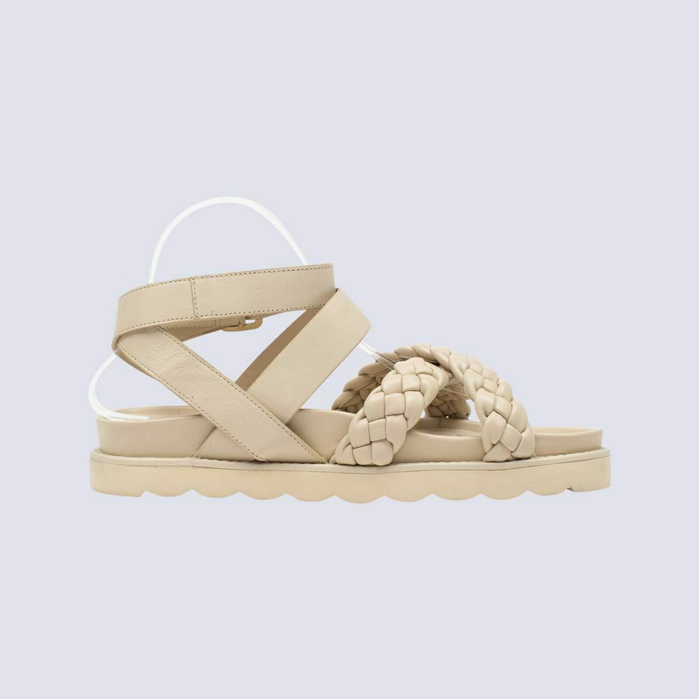  Alexa Leather Plaited Sandals NEW