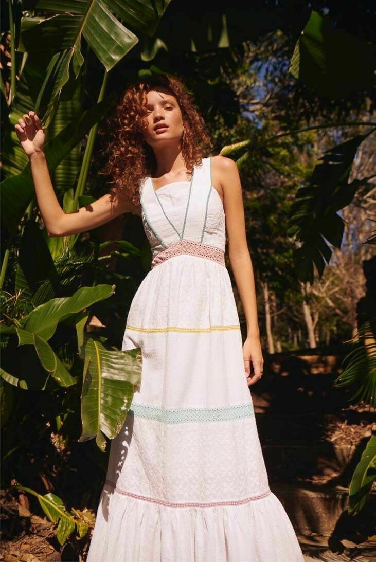 Namita White Tiered Maxi Dress NWT RRP$349