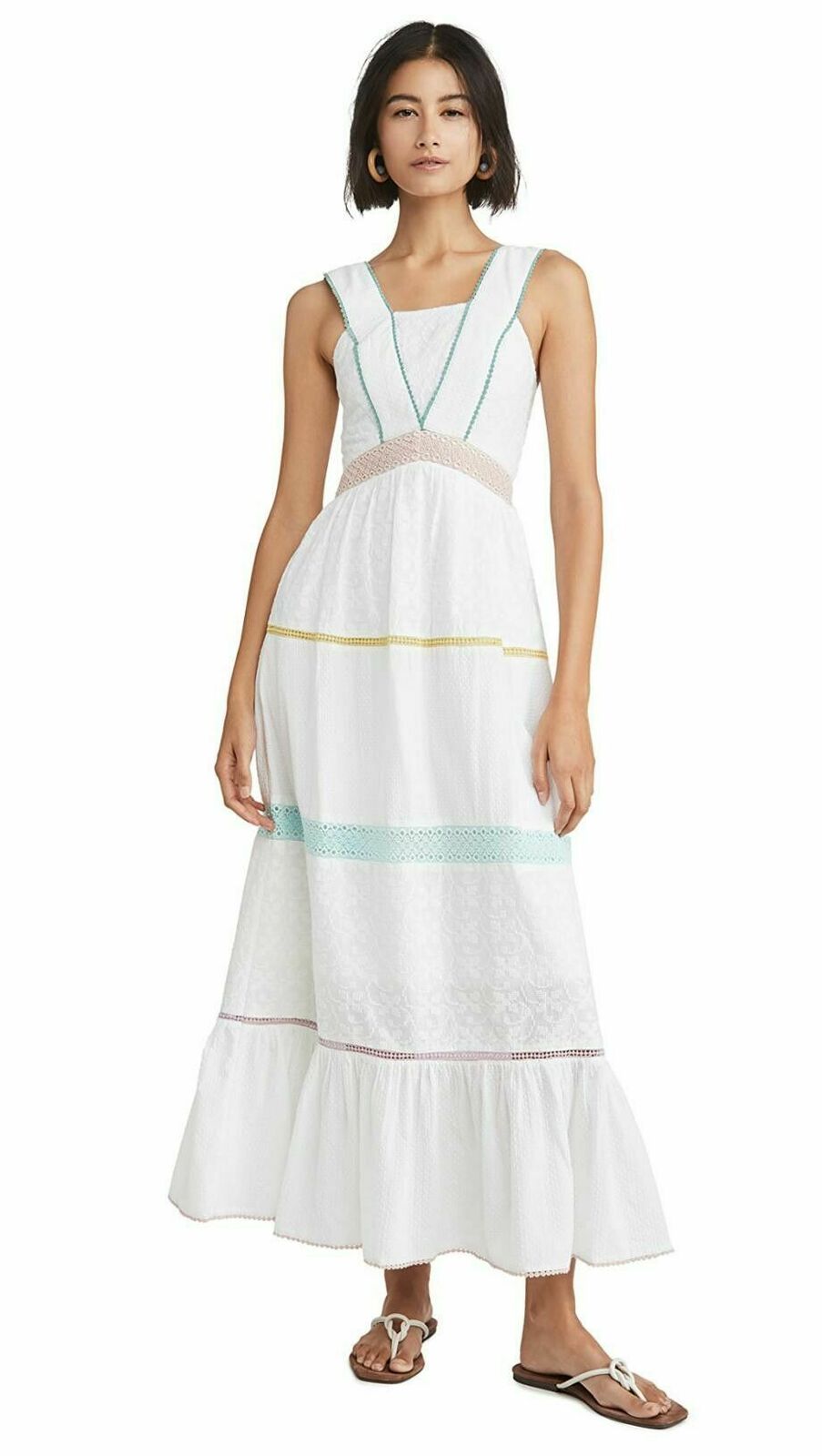 Namita White Tiered Maxi Dress NWT RRP$349