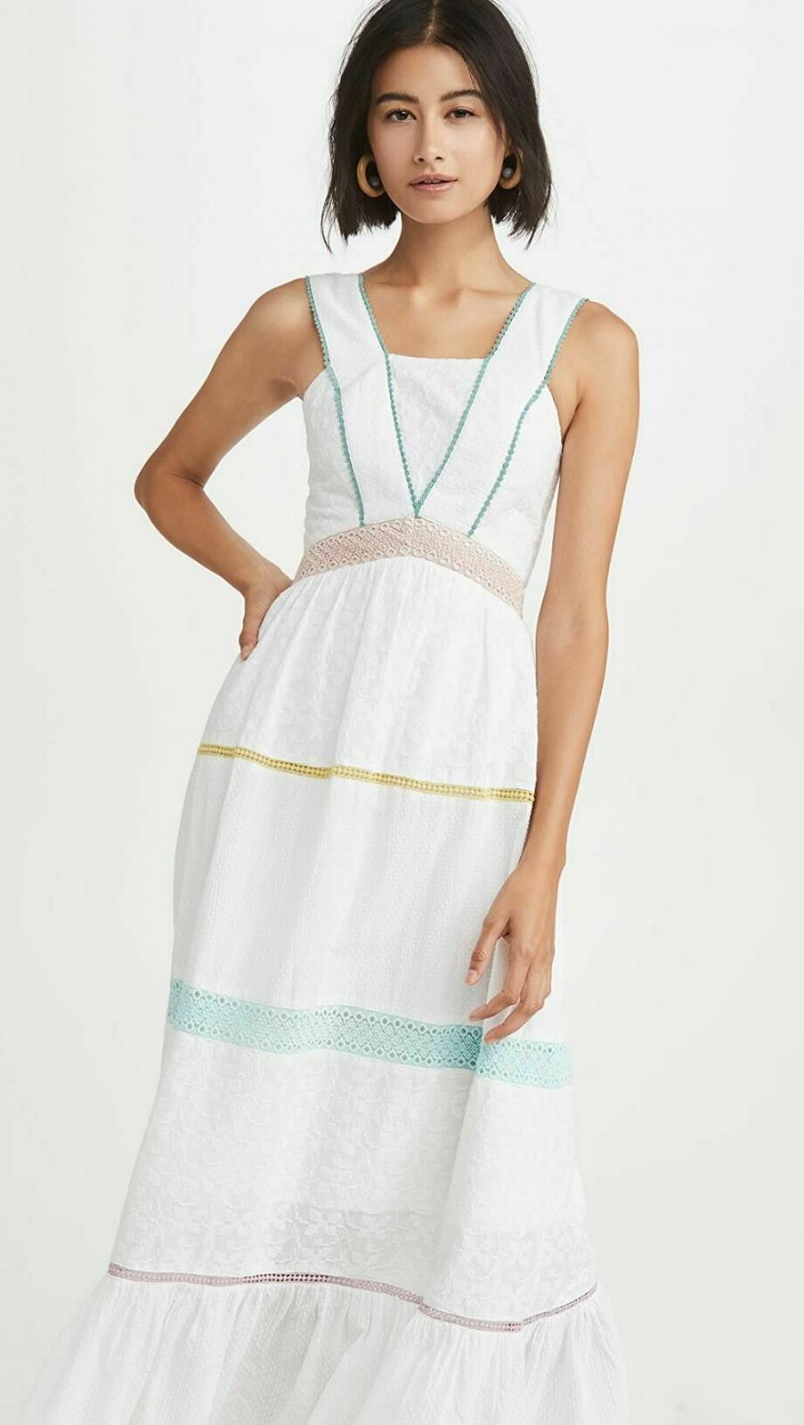 Namita White Tiered Maxi Dress NWT RRP$349