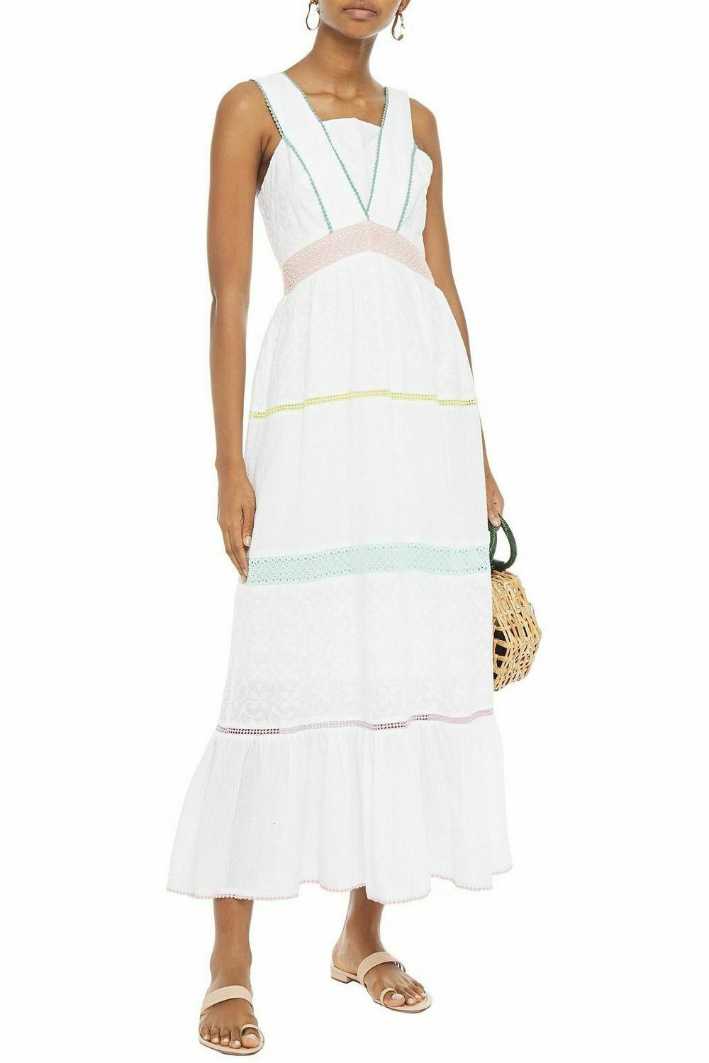 Namita White Tiered Maxi Dress NWT RRP$349