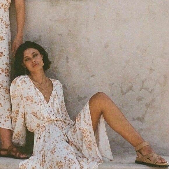 Misha Cream Rust Ditsy Long Sleeve Mini Dress NWT