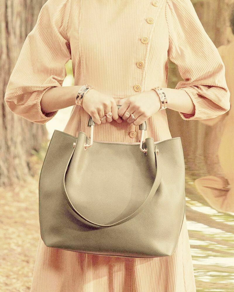 Leather Flip Side Tote Bag In Balsa RRP$450