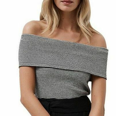 Textured Off The Shoulder Stripe Top RRP$80