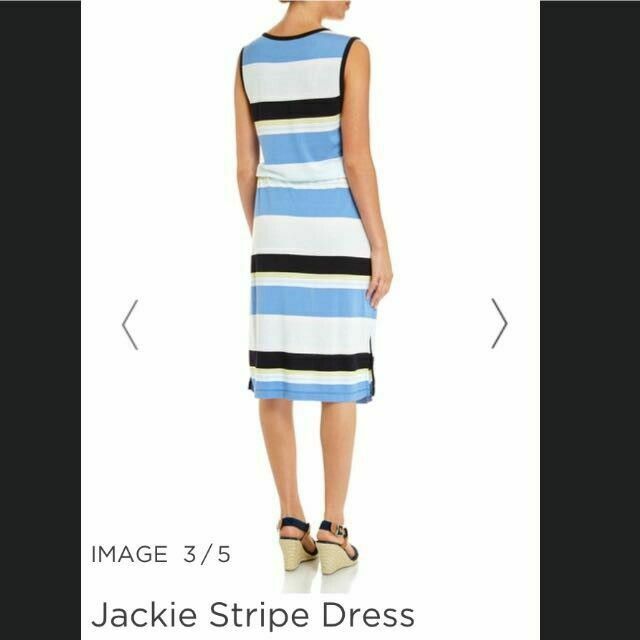 Jackie Navy Stripe Sleeveless Midi Dress