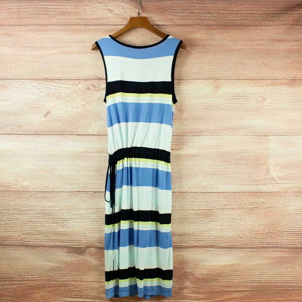 Jackie Navy Stripe Sleeveless Midi Dress