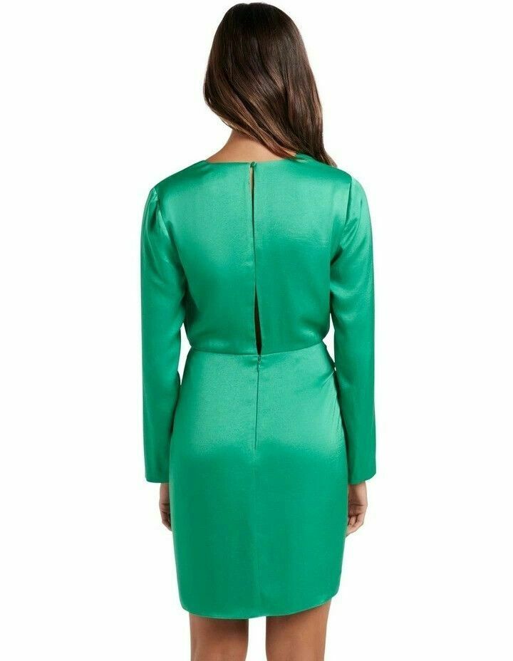 Ava Satin Sarong Shamrock Green Mini Dress NWT