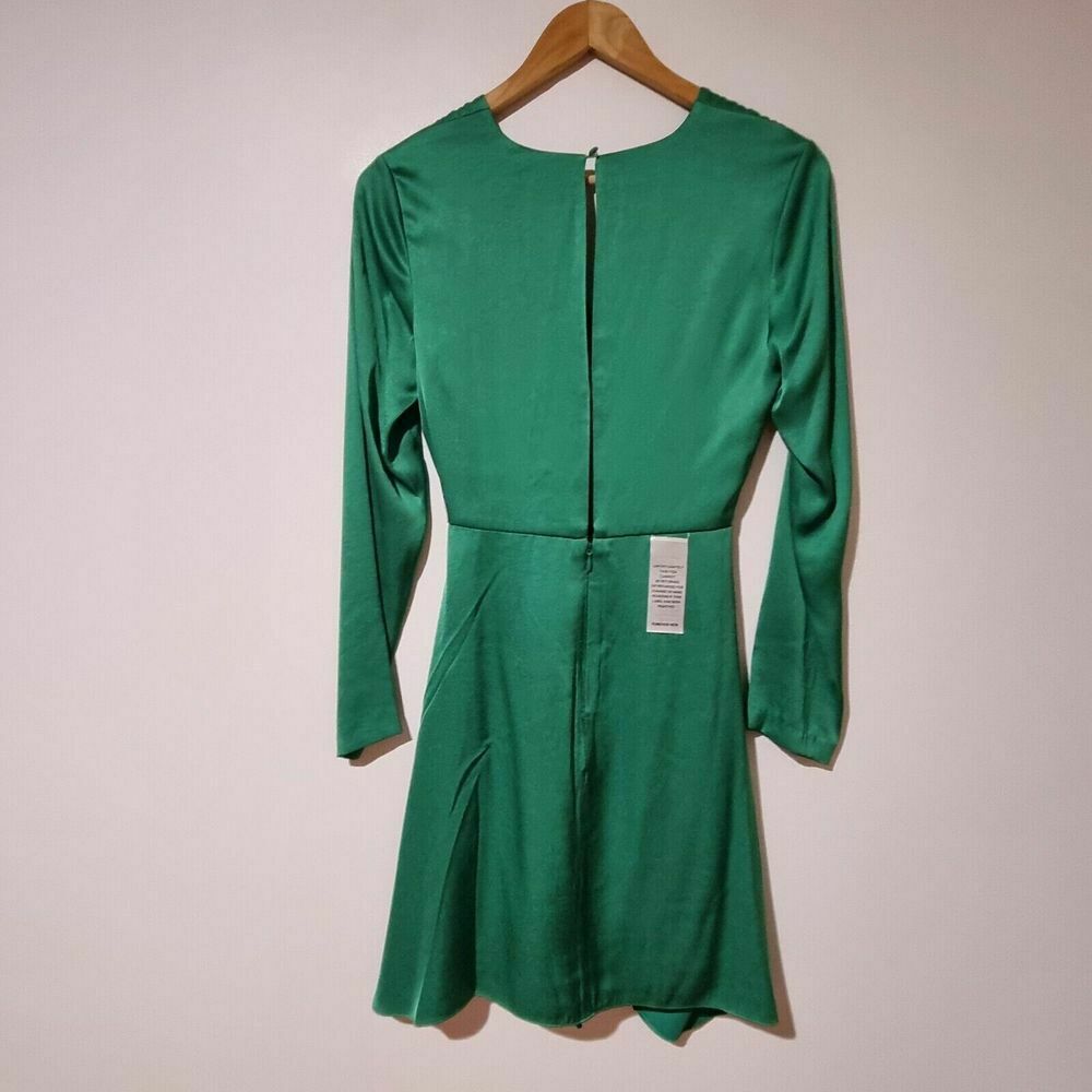 Ava Satin Sarong Shamrock Green Mini Dress NWT