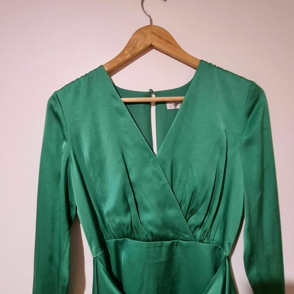 Ava Satin Sarong Shamrock Green Mini Dress NWT