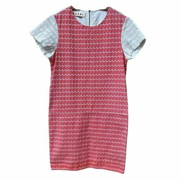 Cotton Embroidered Pink Cream Shift Dress