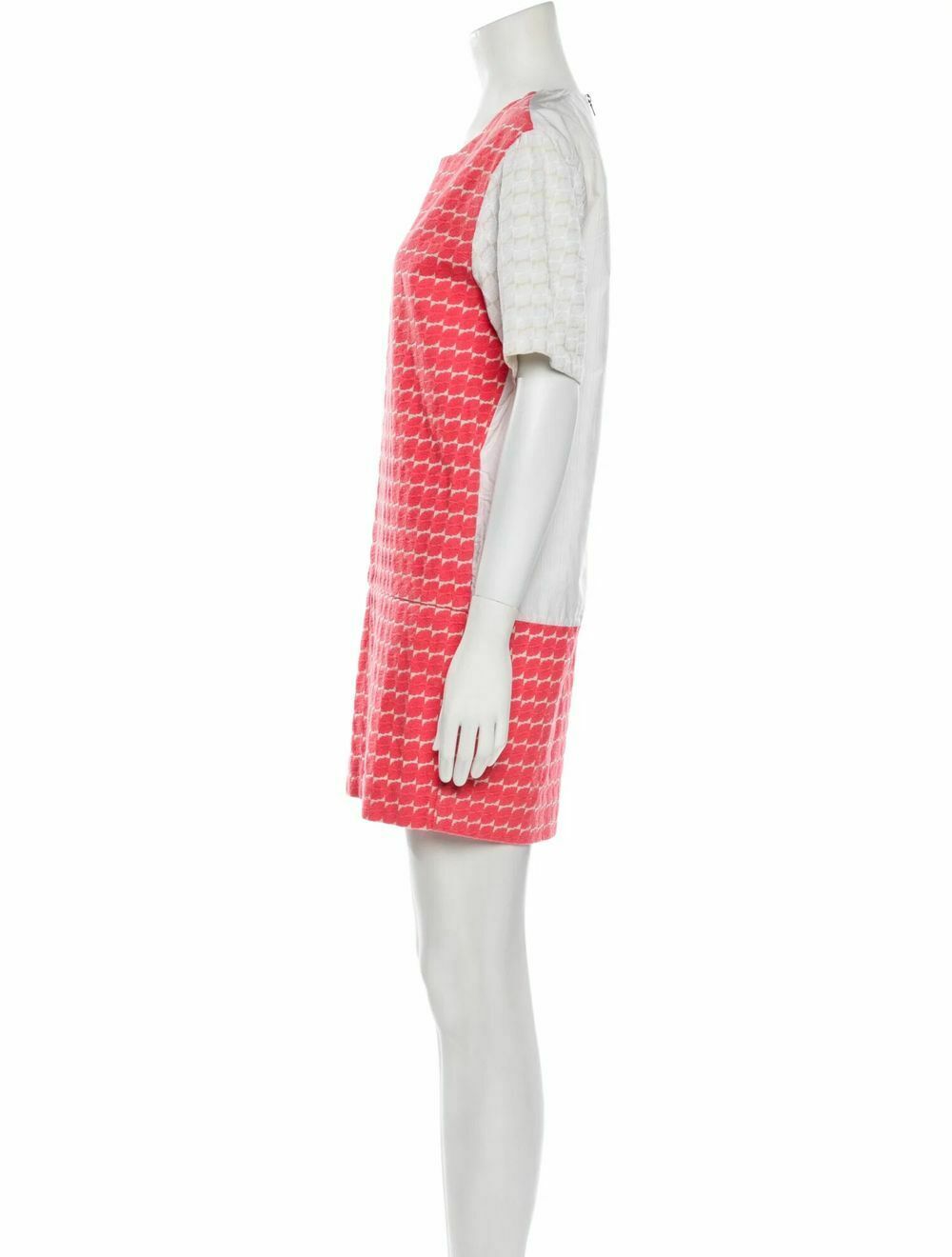 Cotton Embroidered Pink Cream Shift Dress