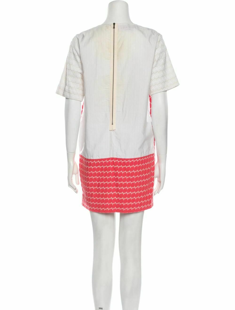 Cotton Embroidered Pink Cream Shift Dress