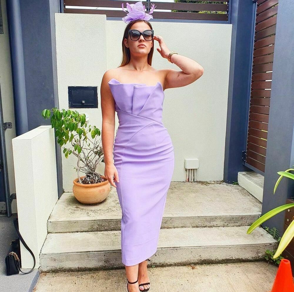Origami Lilac Strapless Midi Dress RRP$170
