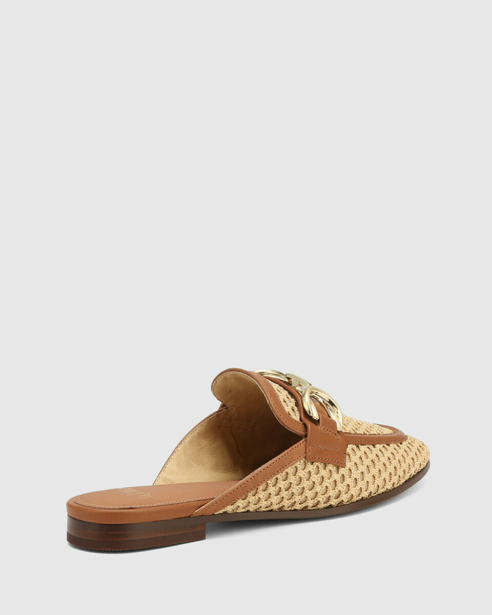 Aya Natural Woven Textile Backless Loafer
