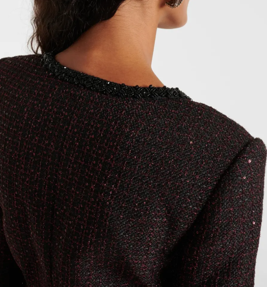  Black Red Tweed Mini Dress 8