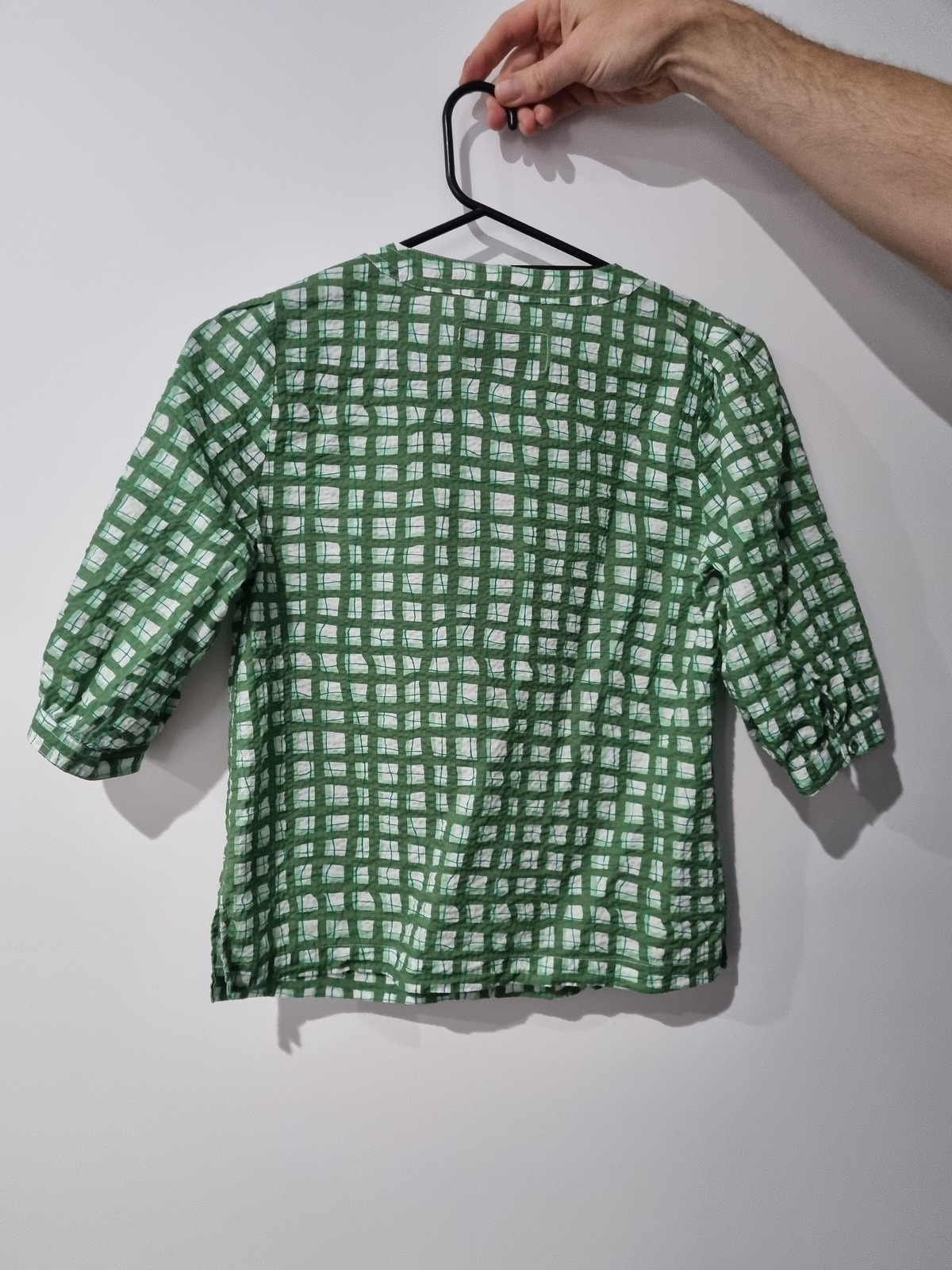 Green gingham top