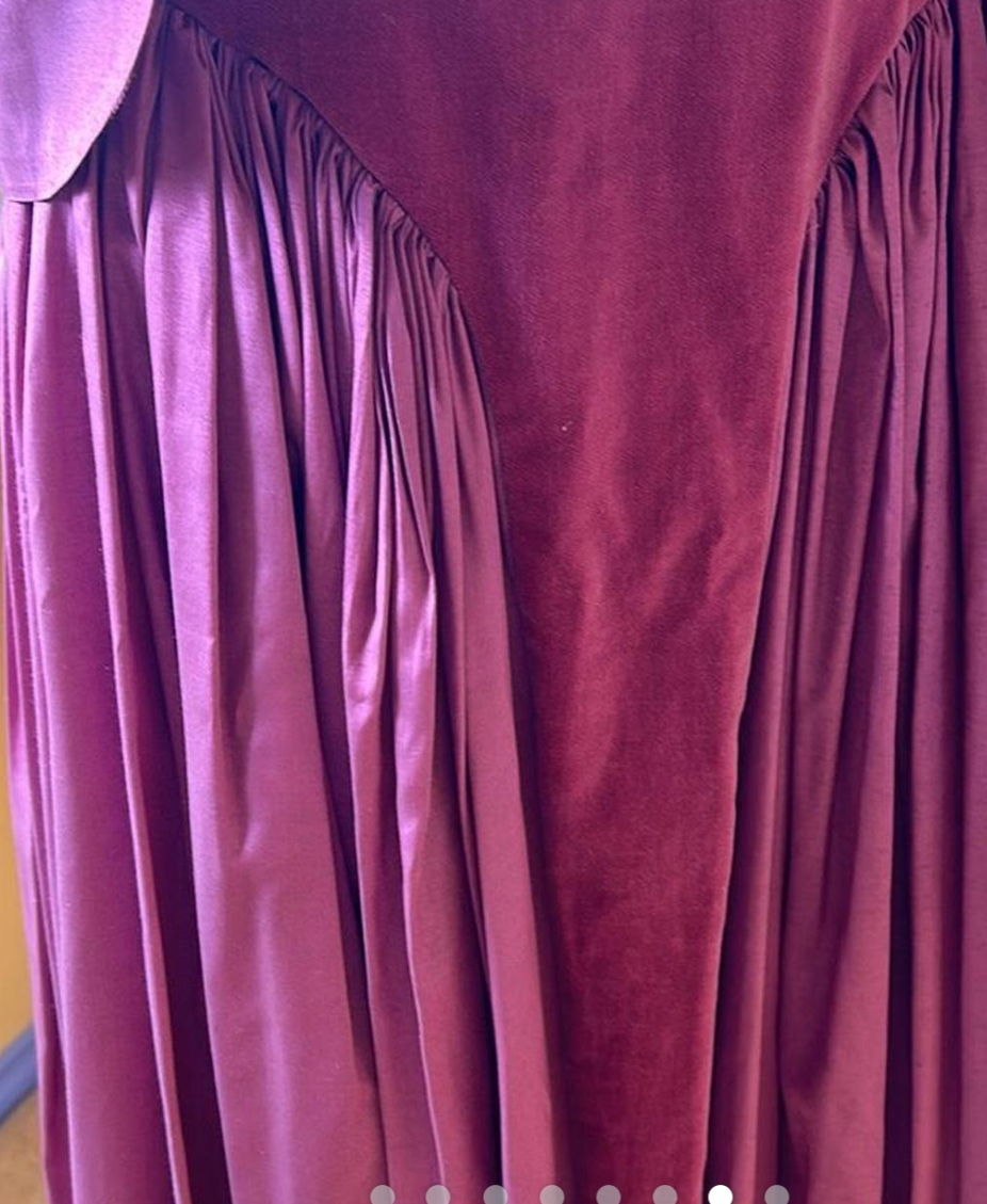 Plum silk and velvet vintage dress