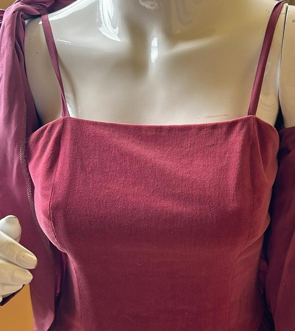 Plum silk and velvet vintage dress