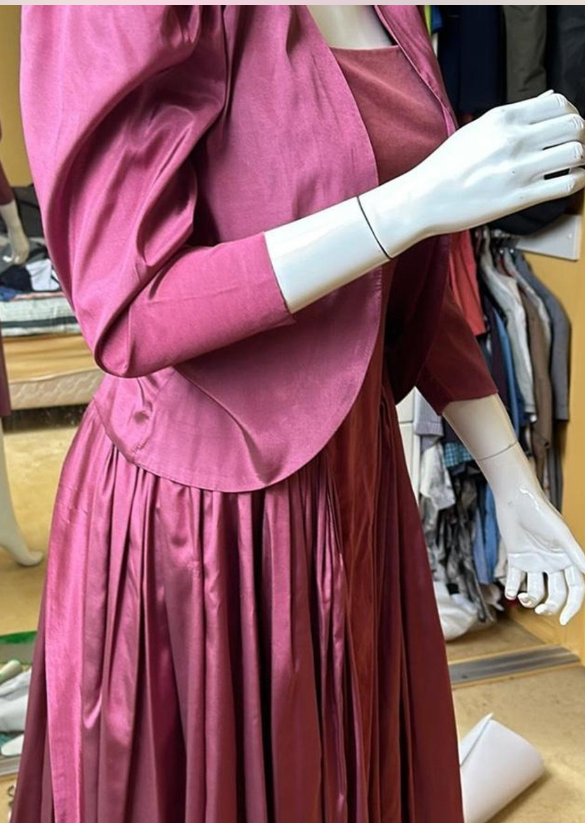 Plum silk and velvet vintage dress