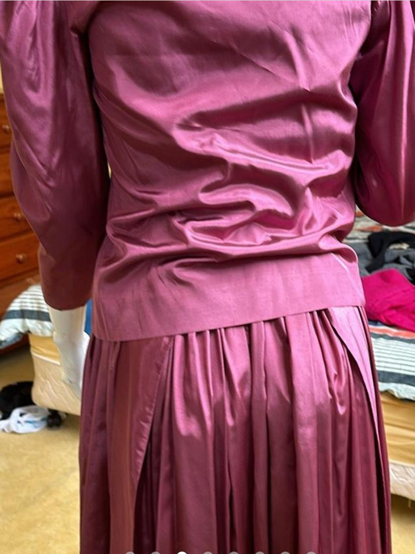 Plum silk and velvet vintage dress