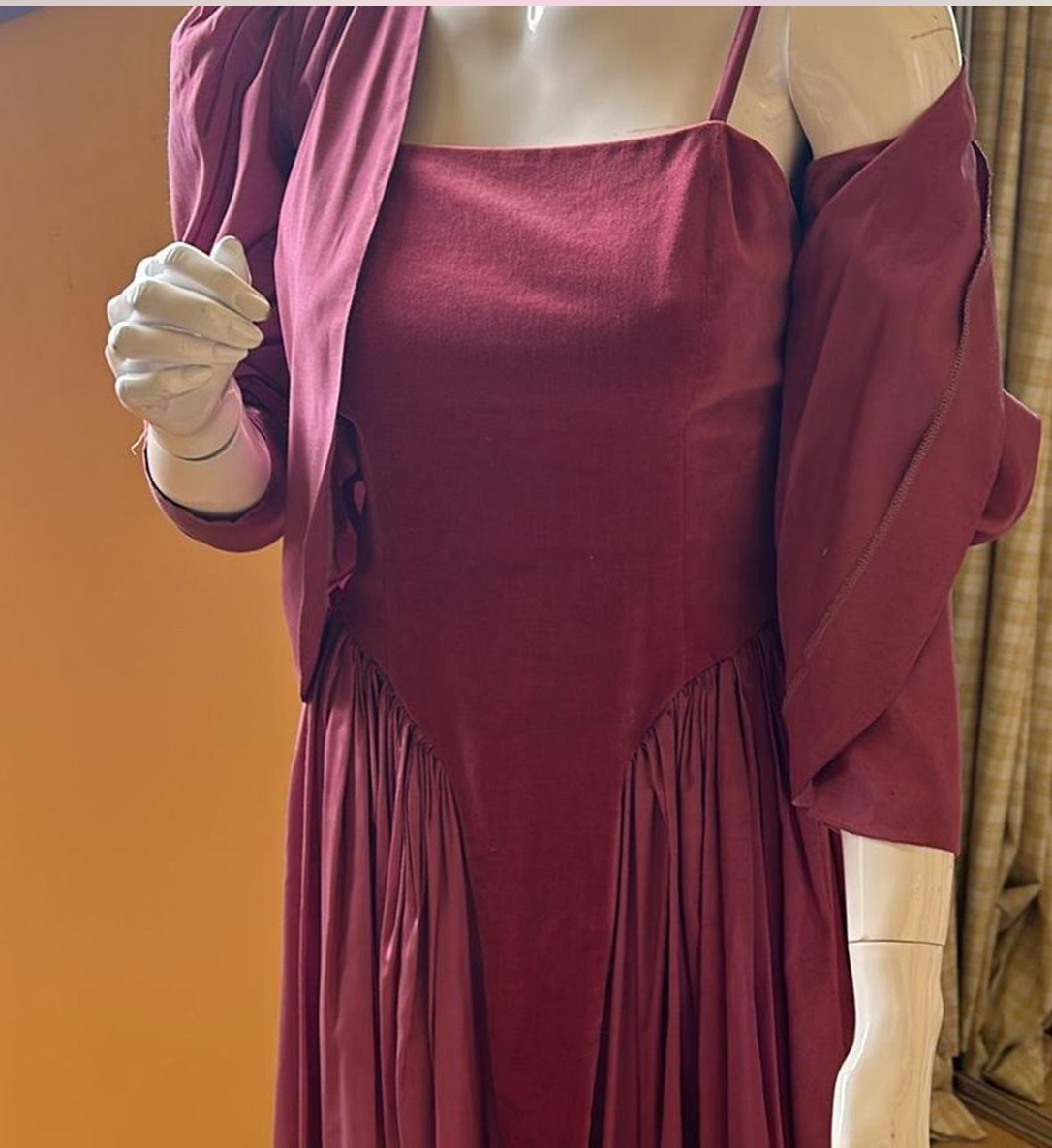 Plum silk and velvet vintage dress